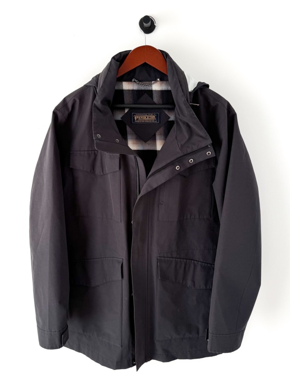 Pendleton Field Jacket Storm Parka Packable Hood Dark Gray Men's Waterproof L